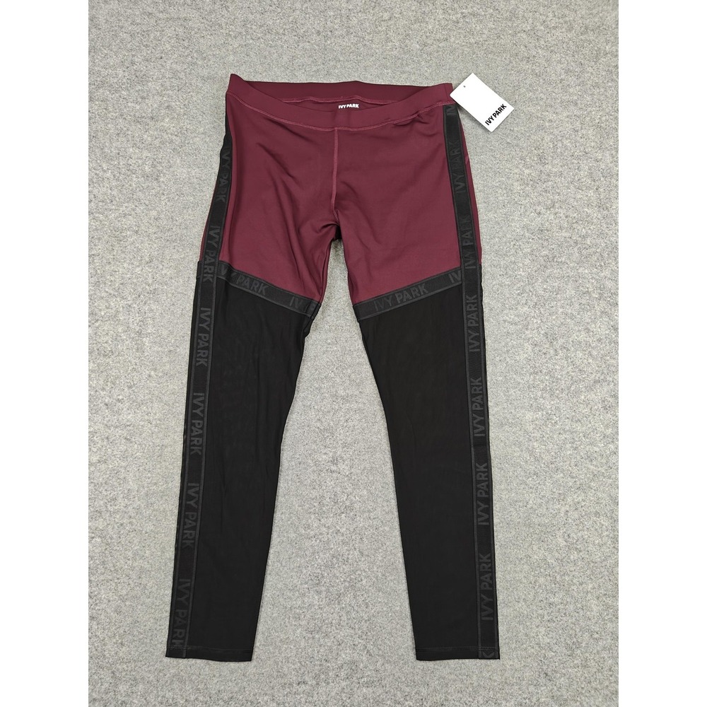 IVY PARK Women's Two-Tone Burgundy & Black Leggings